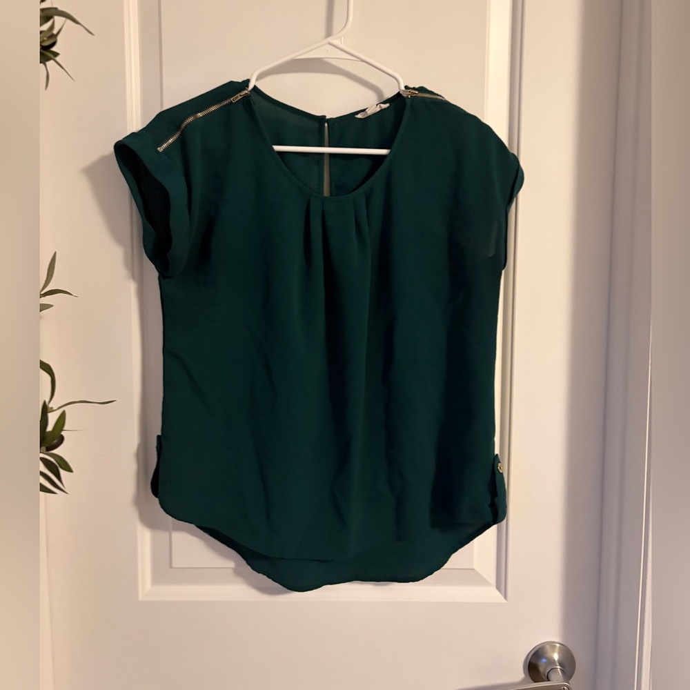 a'gaci Green Blouse with Gold Accents